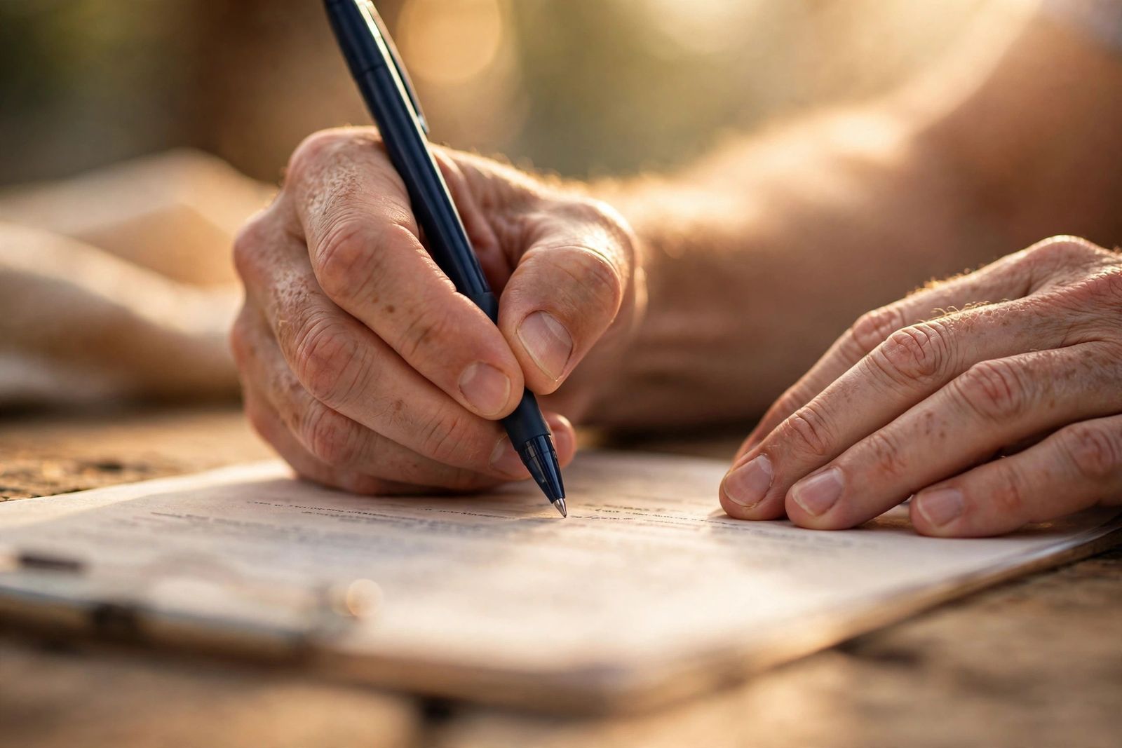 Hands signing home improvement contract paperwork